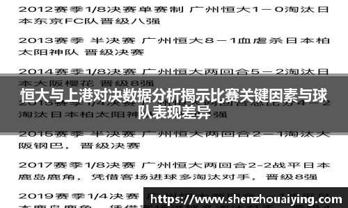 恒大与上港对决数据分析揭示比赛关键因素与球队表现差异
